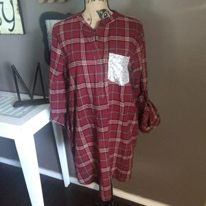 Entro Flannel Tunic Dress Sz L